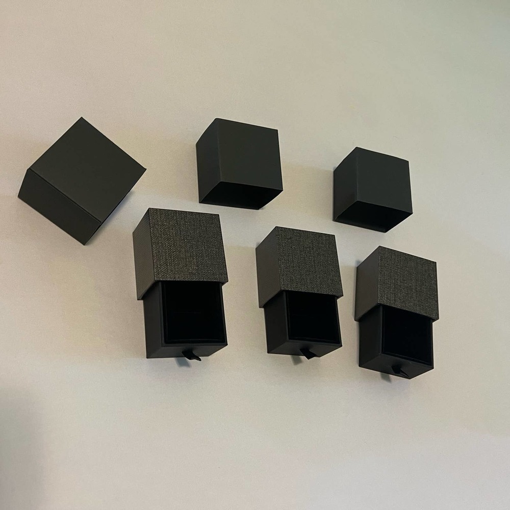 Dark Gray Ring boxes Velvet lined set of 3